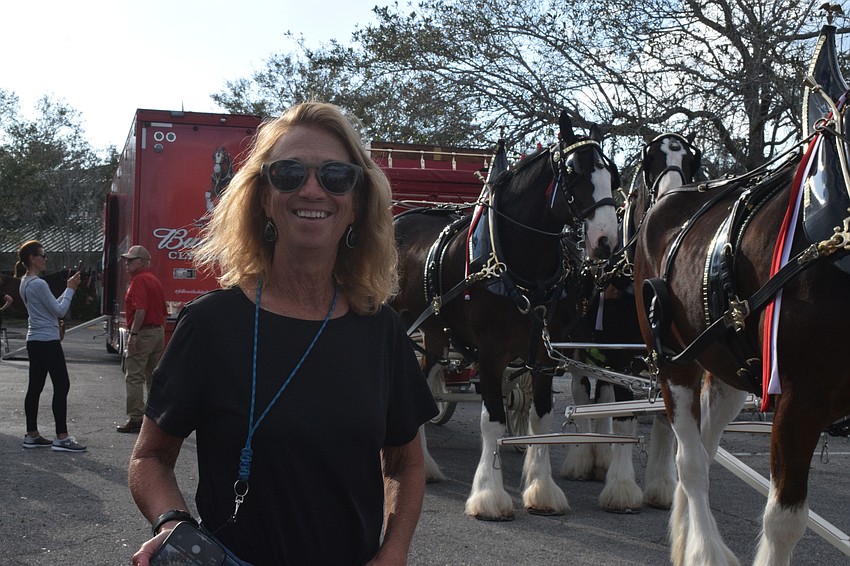 Lakewood Ranch's Beth Graci is amazed by seeing the Clydesdales for the first time. 