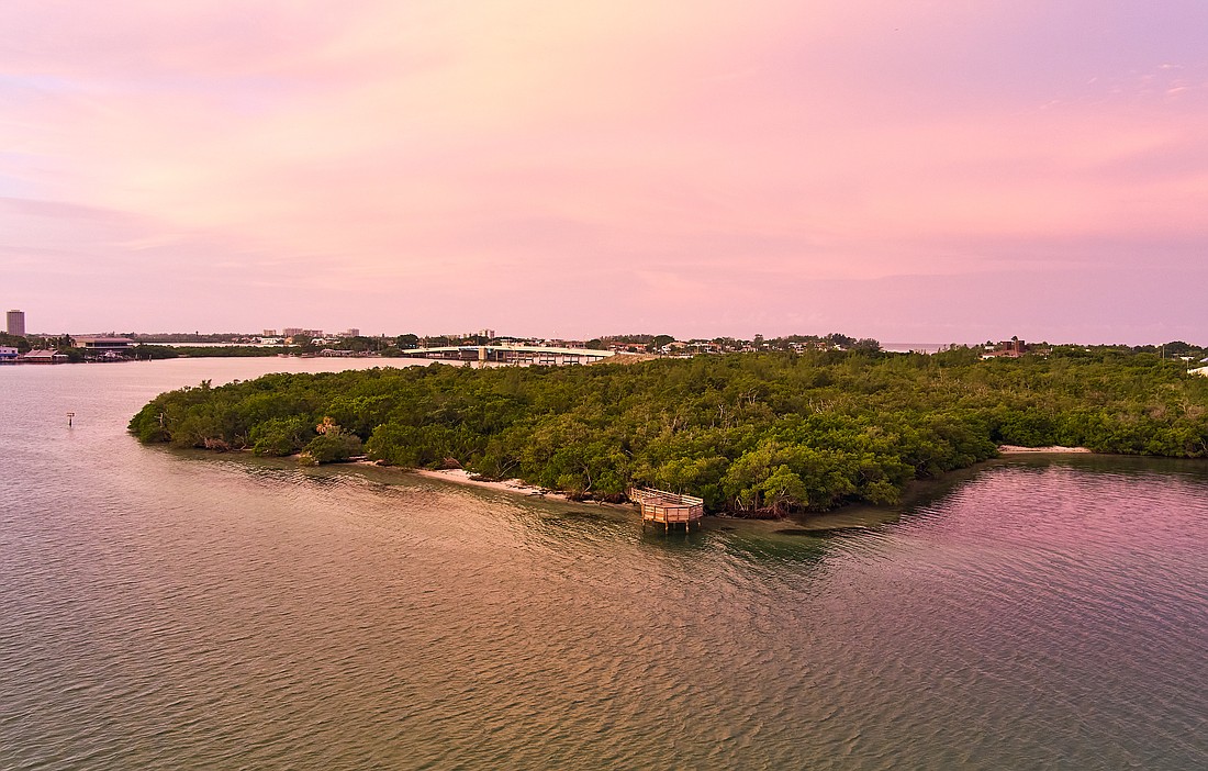 An aerial view of Quick Point Nature Preserve.