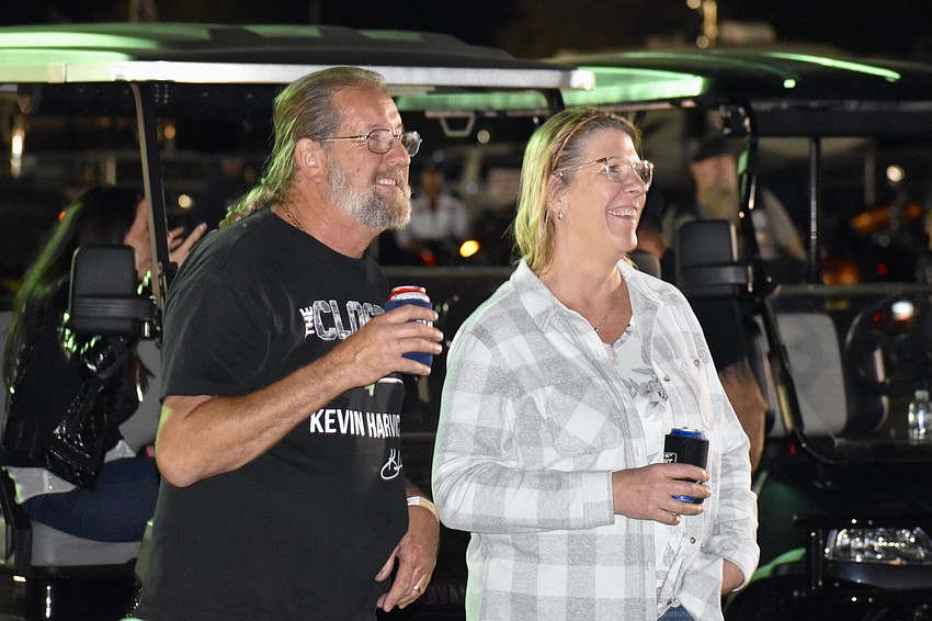 John and Marlene Welsh, who both come to the festival each year despite not being bikers, watch a performance by Molly Hatchet. “We come here every year,” said Marlene Welsh. “All of our friends come.”