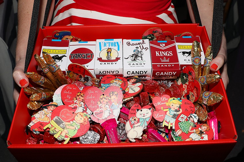 The USO theme included a cigarette box filled with candy and Valentine treats reminiscent of the period.