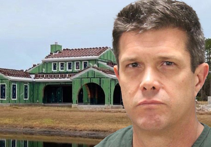 Spencer Calvert, The Pineapple Corporation president, and the unfinished house of Capt. Sandy Yawn. Calvert was arrested Feb. 22 in Jacksonville.