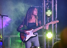 Jordan Bullard, 16, performs at the event.