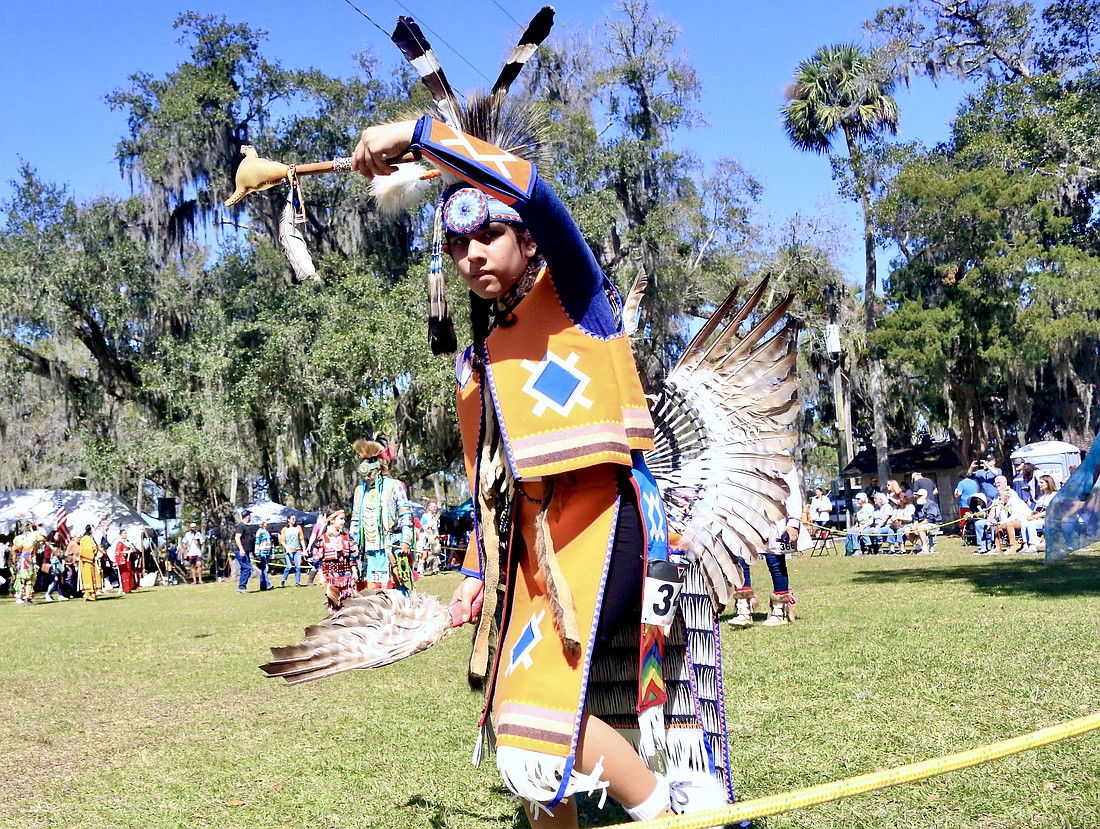 Harry Little Bird dancing at the Native American Festival. Photo by Sierra Williams