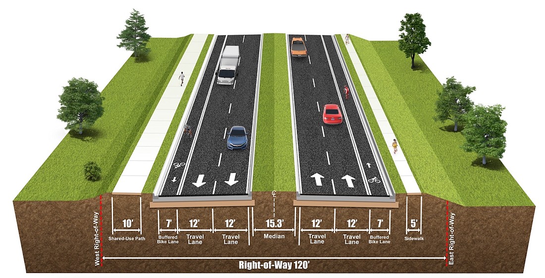 This is a rendering of Manatee County's proposed changes to Lorraine Road between 59th Avenue E. and State Road 64.