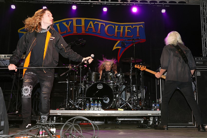 Molly Hatchet front man Parker Lee, drummer Shawn Beamer, and bassist Tim Lindsey rock the Thunder by the Bay kickoff party.