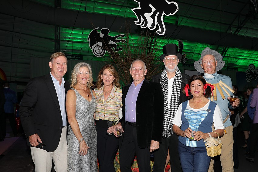 Bart Leereveld, Laura Leeming, Gray and Mike Swor, John Leeming, and Janet Hagan with her scarecrow husband, Mike