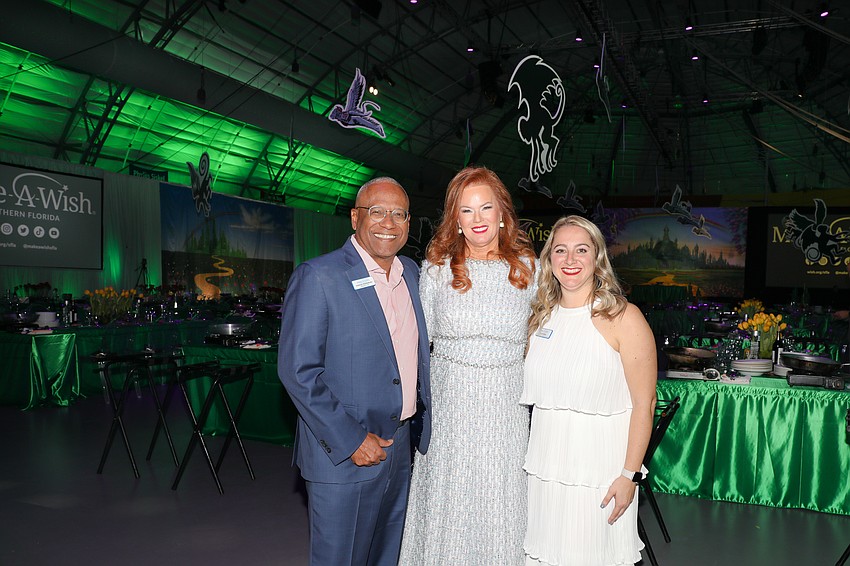 CEO of Make-A-Wish Southern Florida Norman Wedderburn, Advisory Board Member Terri Klauber, and Regional Director Taylor Marini greet 400 guests at Sailor Circus.