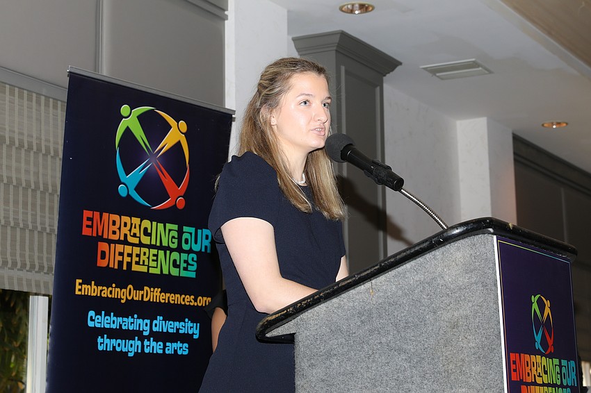 Student speaker Chloe Neiber addresses the crowd.