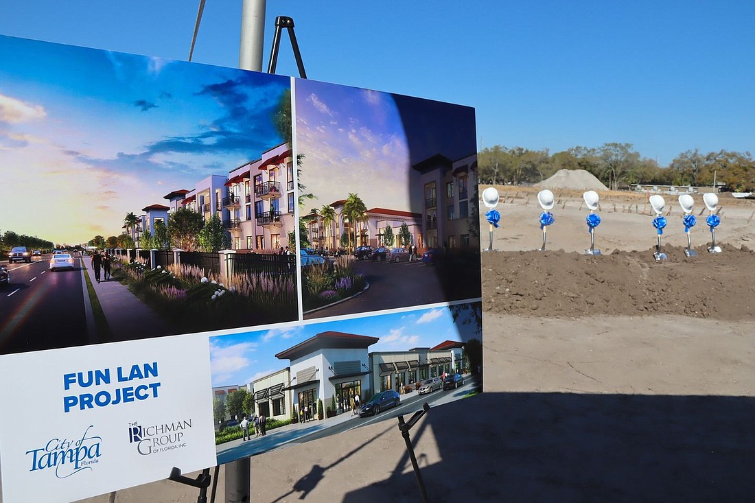 An affordable housing complex built at former Fun-Lan Drive-in theater in Tampa with $12 million in funding from he American Rescue Plan Act of 2021.