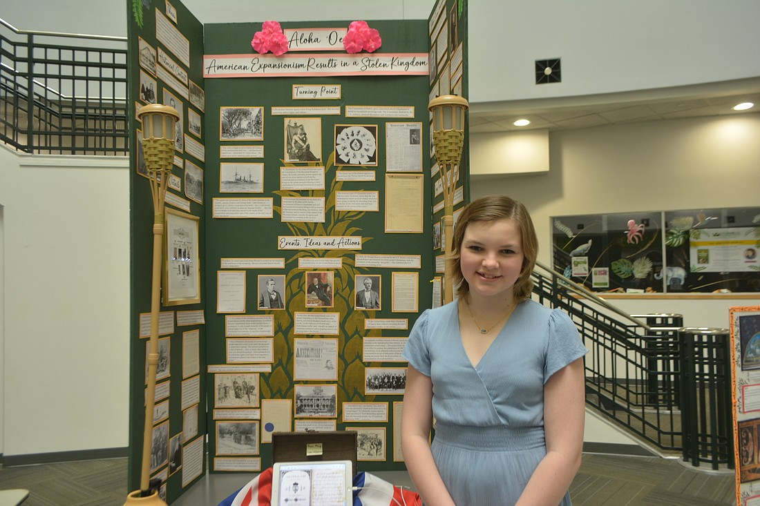 Olivia Gambert, 14, won first place in the individual exhibit category of the Sarasota County History Day Contest.