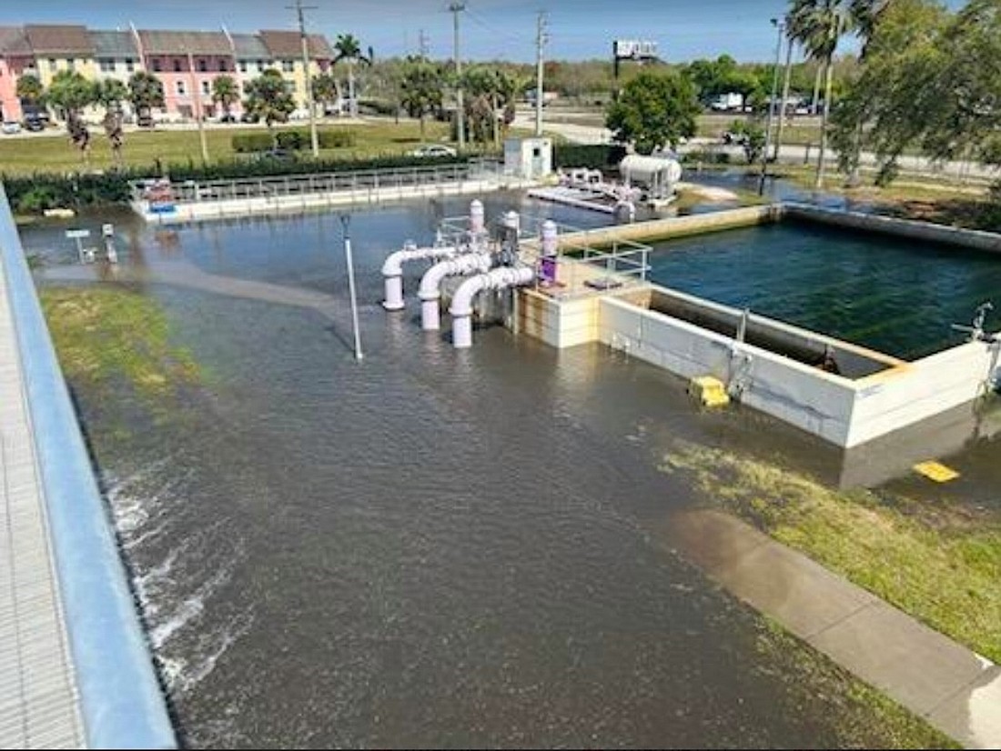 Wastewater rises at the city of Bradenton's treatment facility after a filter was blocked.