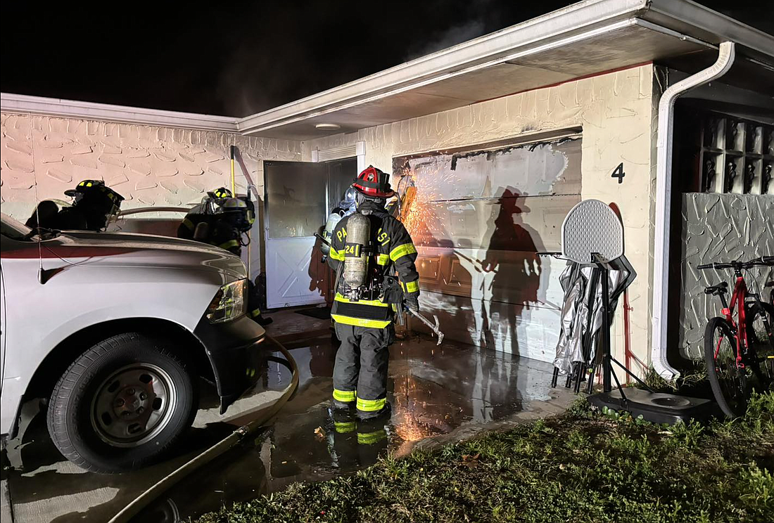 One person was taken to a trauma center after being injured in a garage fire in Palm Coast's F Section. Photo courtesy of the PCFD