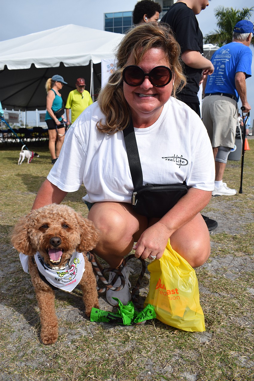 Baxter is excited to be at the Southeastern Guide Dog Suncoast Walkathon with his owner, Palmetto's Amy Elsbury. Elsbury hopes to volunteer for the nonprofit.