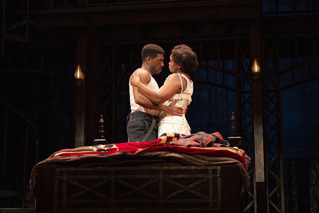 Curtis Bannister plays George and Aneisa J. Hicks plays Esther in Asolo Rep's "Intimate Apparel."