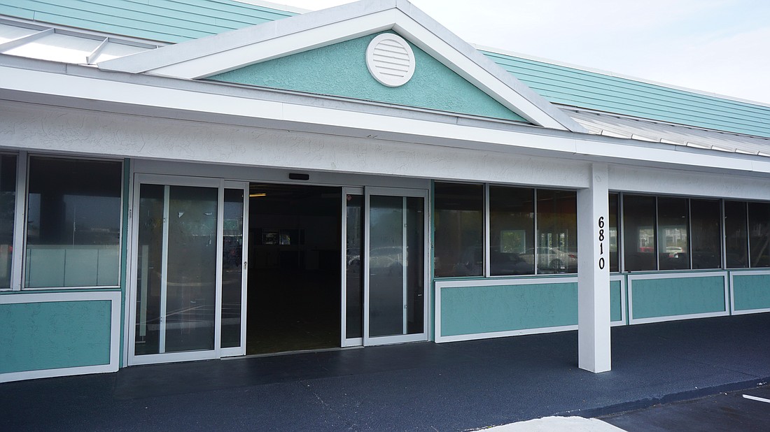 The front entrance of Manatee County's community center at Whitney Beach Plaza.