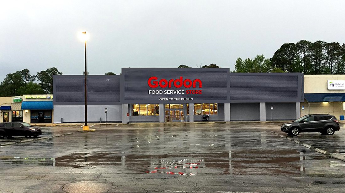 A rendering of the Gordon Food Service Store planned at 5800 Beach Blvd. The store is taking the space of a closed Staples.