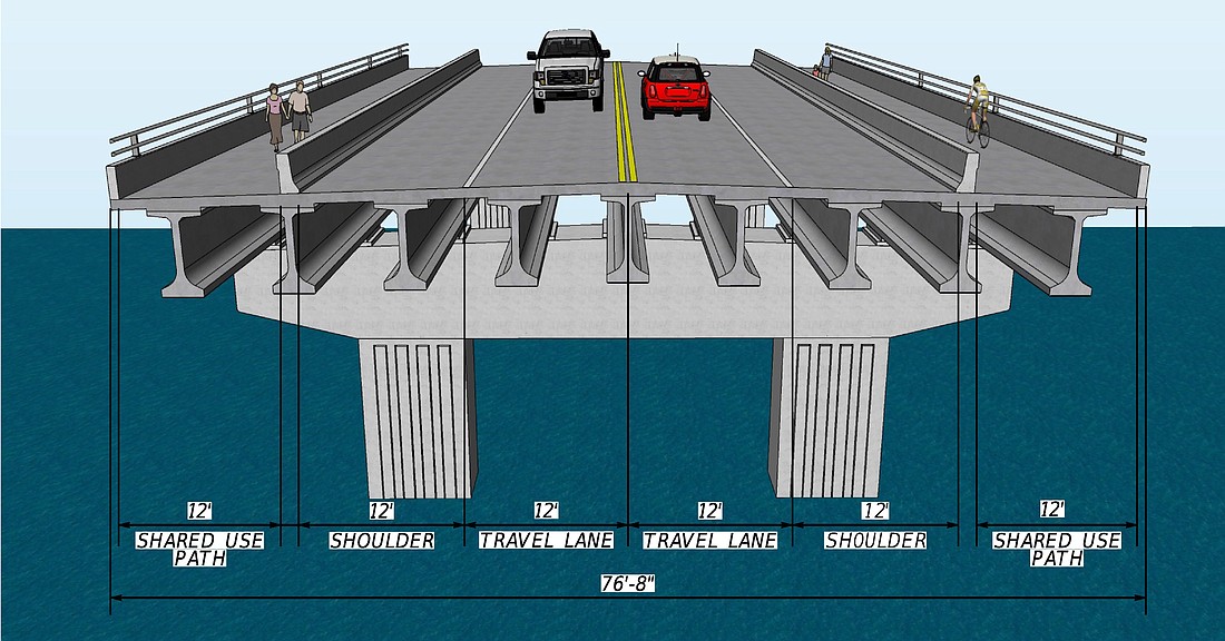 Proposed lane configurations for Longboat Pass Bridge design alternatives.