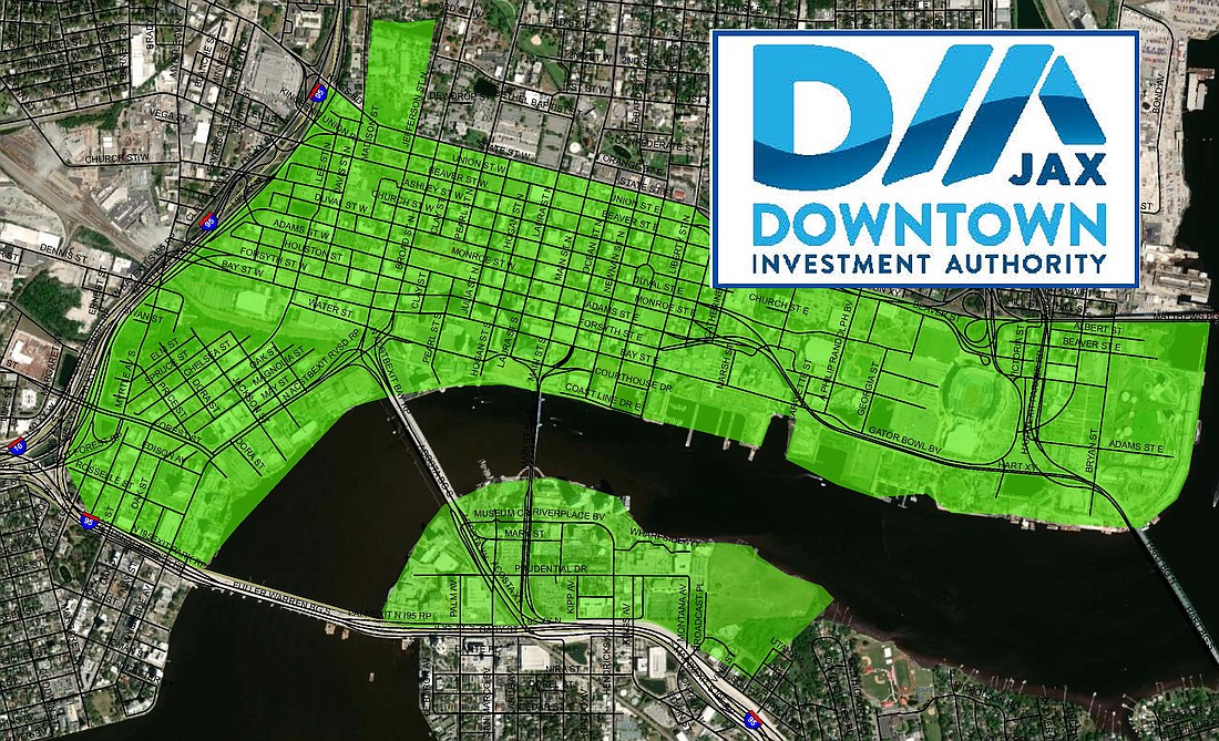 The boundaries of the Jacksonville Downtown Investment Authority.