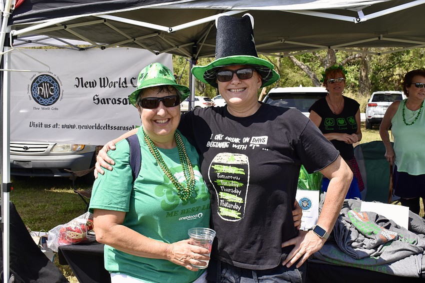 Bradenton residents Judi LaRose and Missy Jones say they're Irish today. LaRose is French the other 364 days a year, and Jones is from South Africa.