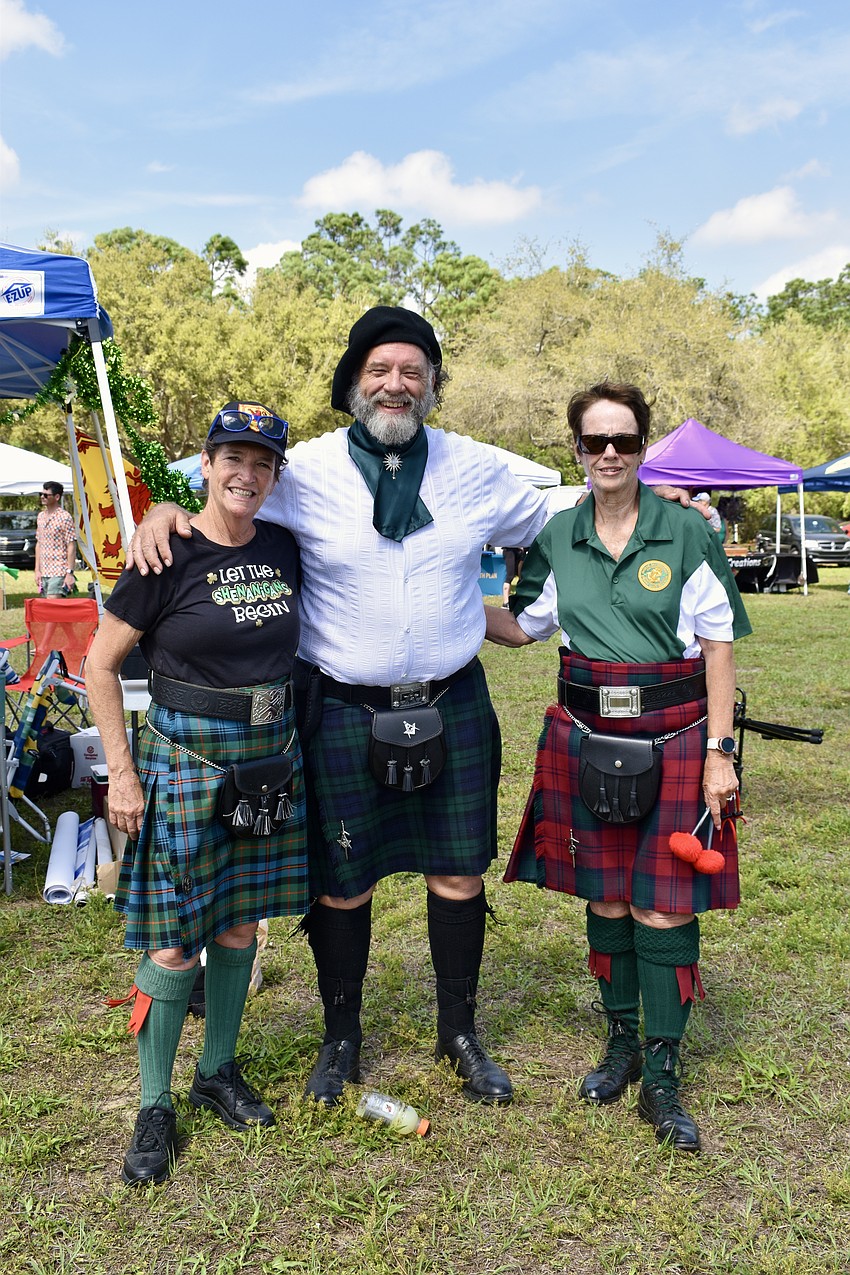 Penny Durham, Scott Richards and Judy Shackelton are part of the Lion Rampant Pipe and Drum band.