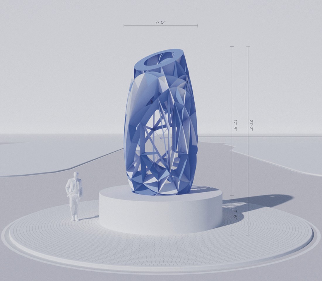 Poly, the sculpture selected for installation in the roundabout at U.S. 41 and 14th Street, is being evicted from its fabricator as a decision about its placement lingers.
