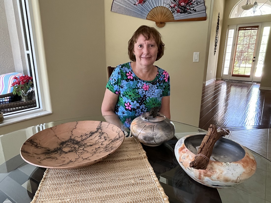 Each of Mill Creek's Wilma Kroese's pottery pieces are unique. She uses horse hair, wood, seaweed and other materials to add a natural look to her pottery.