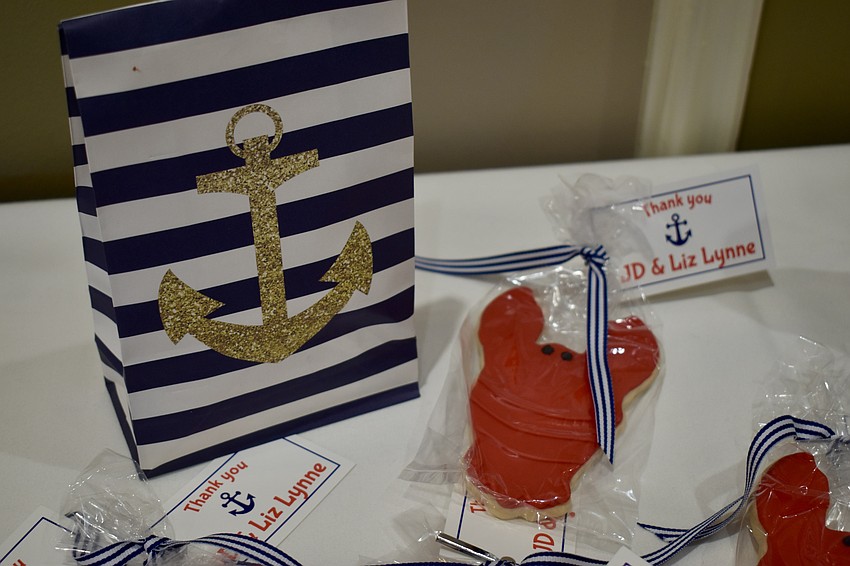 The giftbags are on theme with lobster cookies and other goodies reminiscent of Rhode Island.