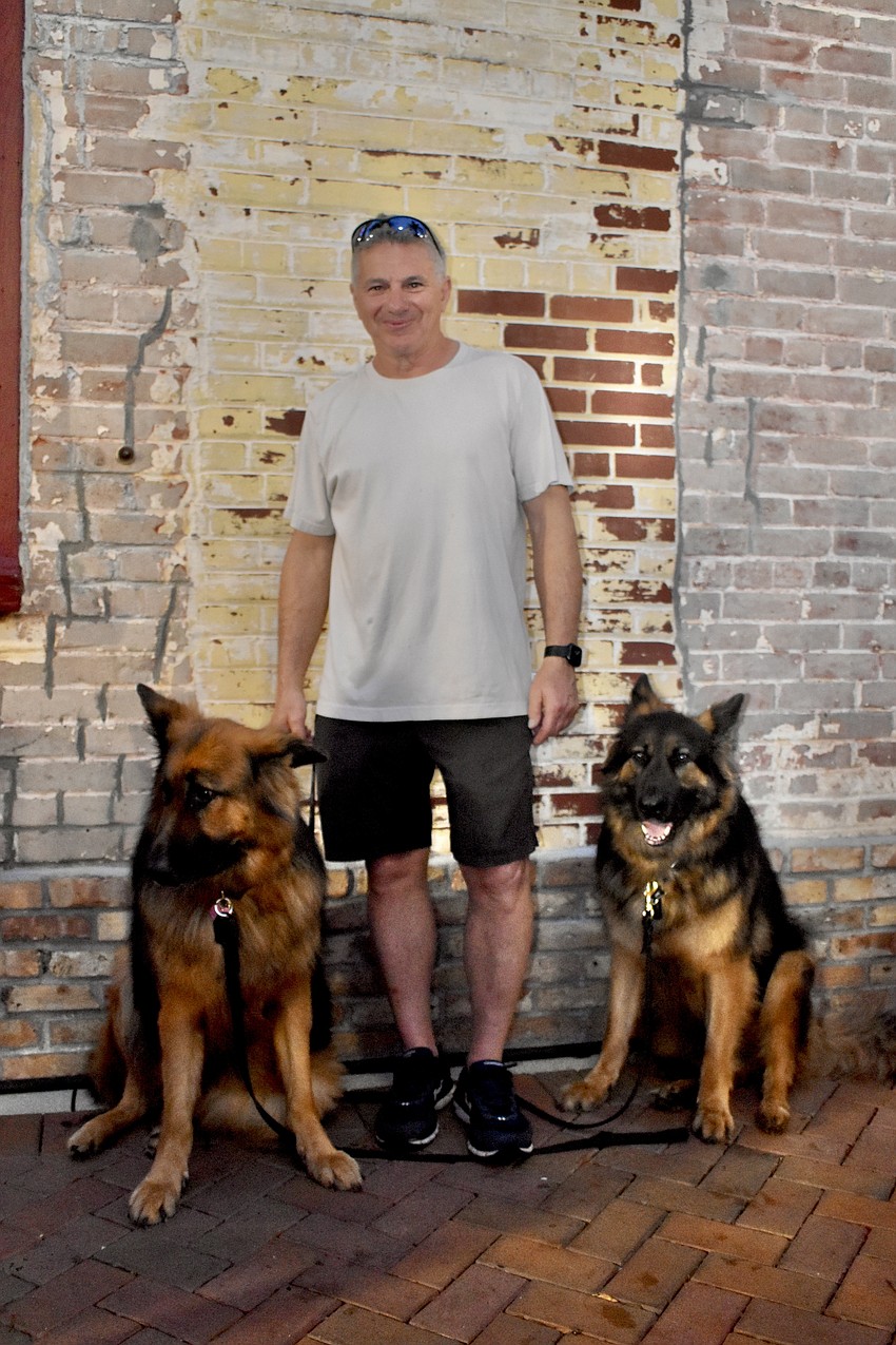 Jerome Sousa with his Long Haired German Shepherds Tuska and Kaiser