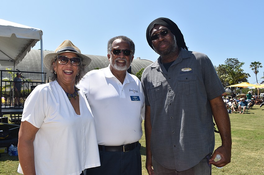 Sharon Graham, jazz club president Nik Walker and Johnnie Barker
