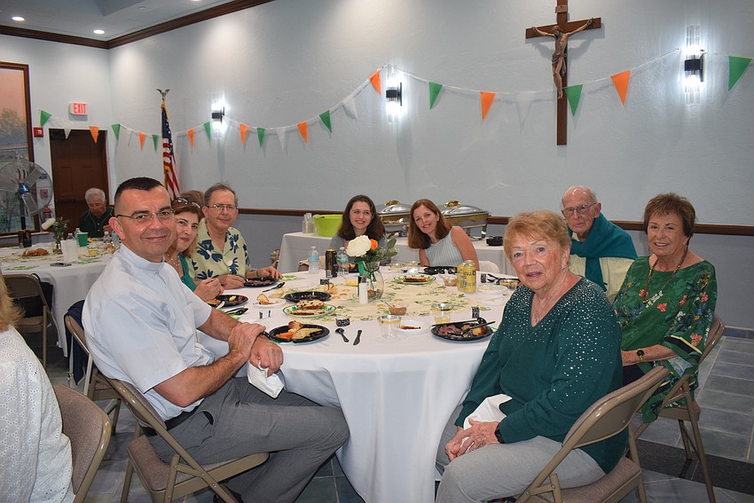 Pastor Robert Dziedziak, Myriam Haddad, Marc Geballa, Annie Eilers, Carron Flinter, Anne Flinter, Bill and Marie Beckmeyer.