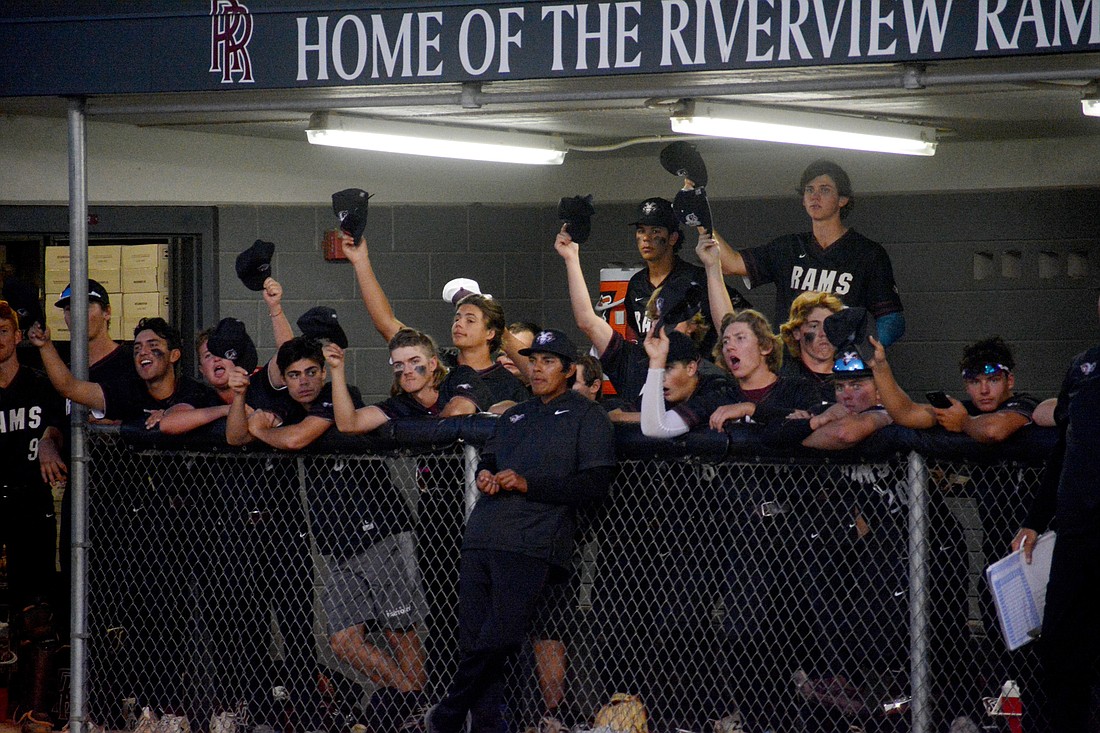 The Riverview High baseball program shows off their "rally caps" during a 2023 game. Area baseball teams will need to use their rally caps in the second half of the 2024 season after slow starts to the year.