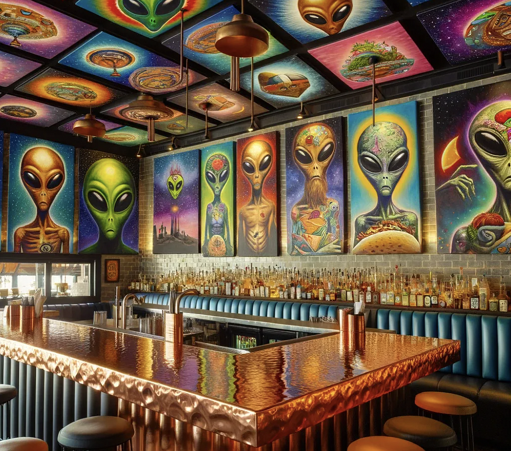 A pounded copper bar will be the anchor of Alien Taco & Tequila Bar, which will occupy the remodeled JJ’s Bistro de Paris at 7643 Gate Parkway, Unit 105.