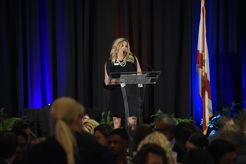 Heather Kasten, President and CEO of the Greater Sarasota Chamber of Commerce, offers a speech.