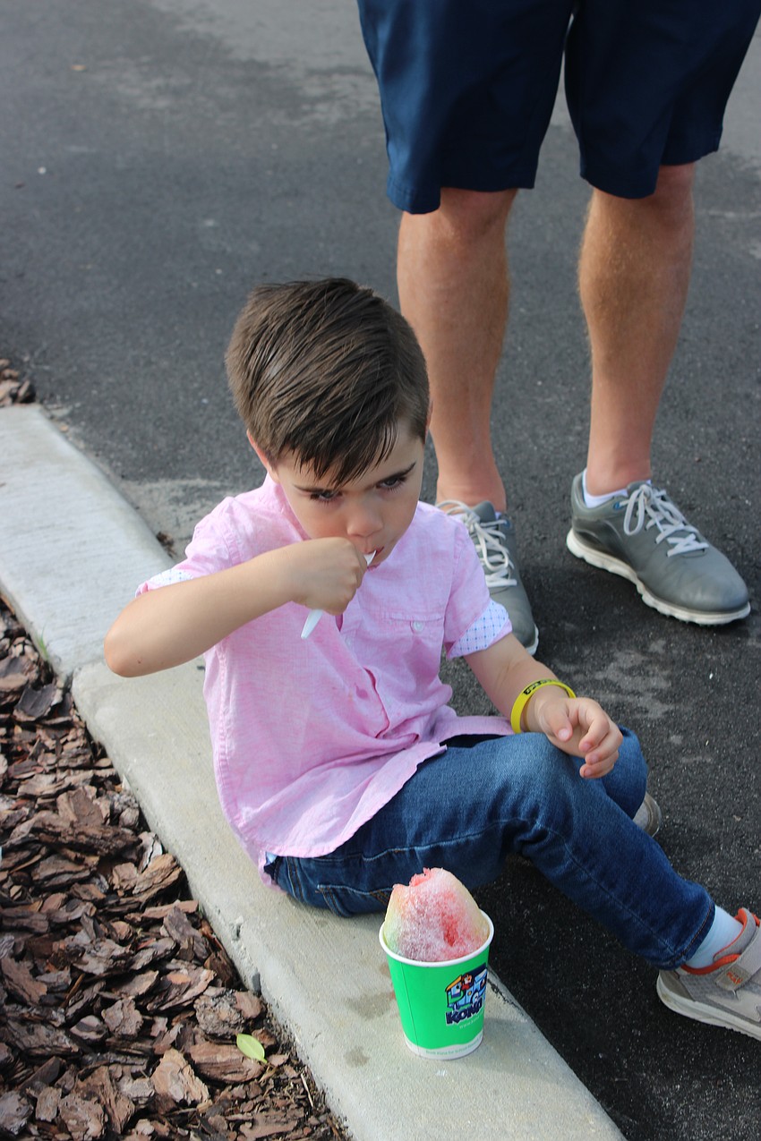 It might be morning, but Lakewood Ranch 4-year-old Carter Coleman is enjoying a Kona Ice.