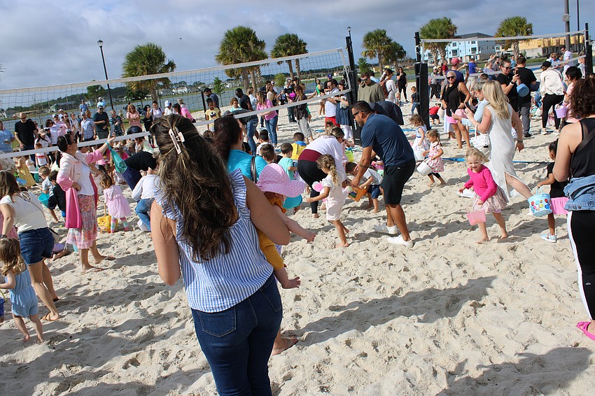 The scramble begins at Eggstravaganza for kids 3 and under.