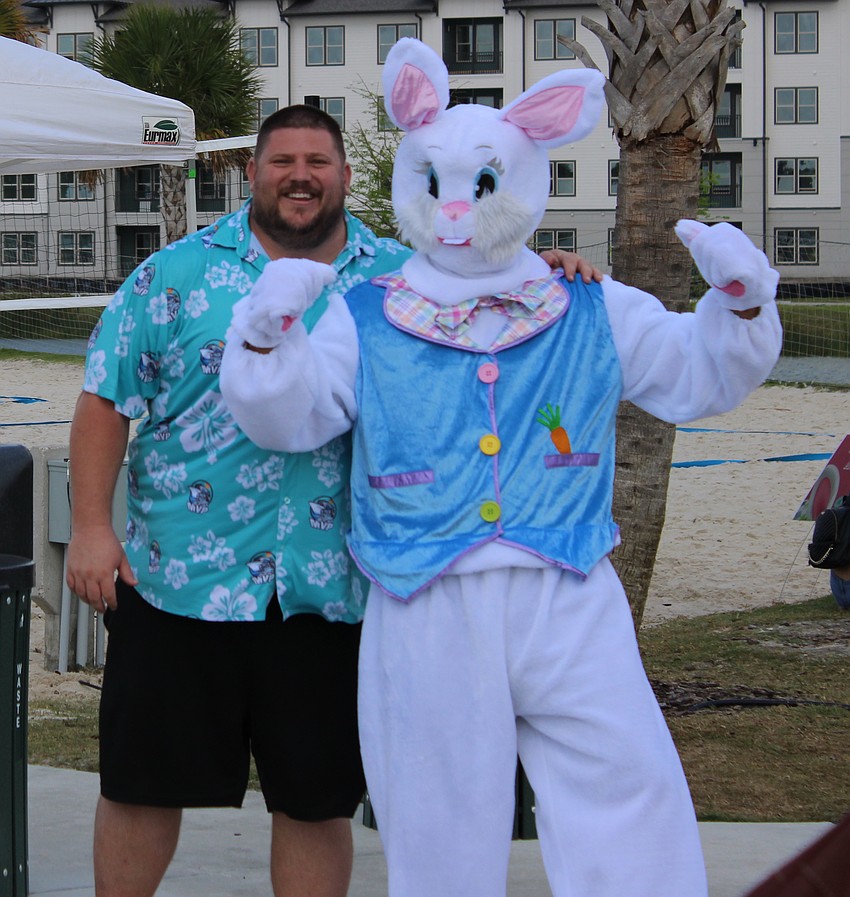 Chris McComas of MVP Sports and Social started the egg hunt with the help of the Easter Bunny, AKA Keith Pandeloglou.