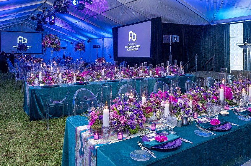 Guests enjoyed dinner on the lawn of the Van Wezel.