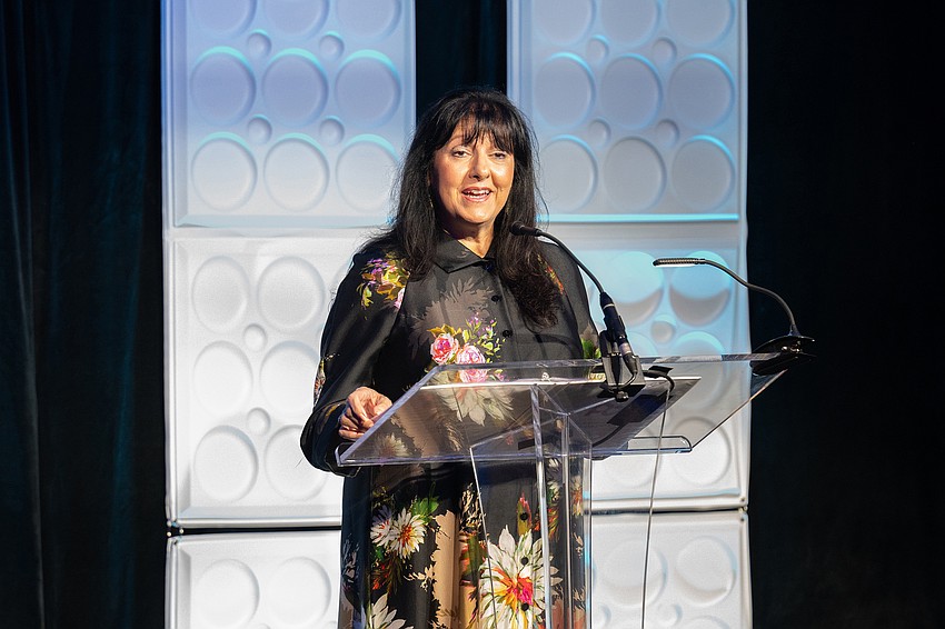 Tania Castroverde Moskalenko, CEO of Sarasota Performing Arts Foundation, addresses guests.