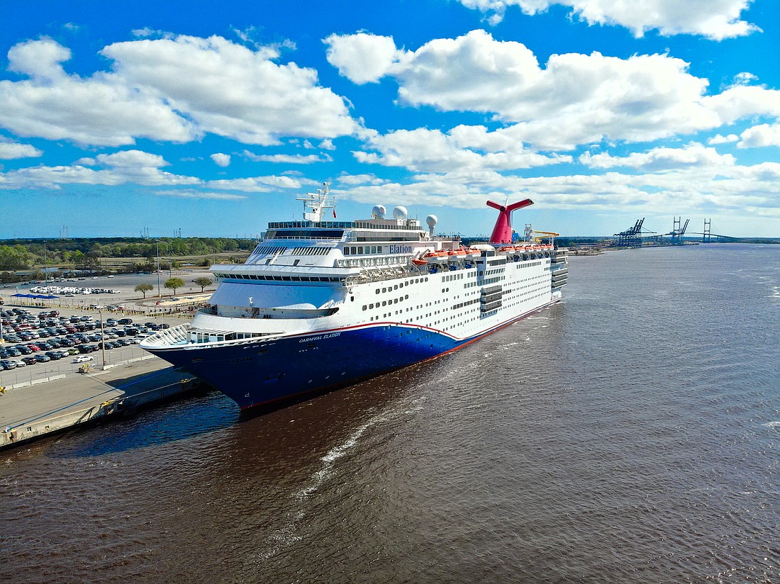 The Carnival Elation sails from the Jacksonville Port Authority Cruise Terminal in North Jacksonville.