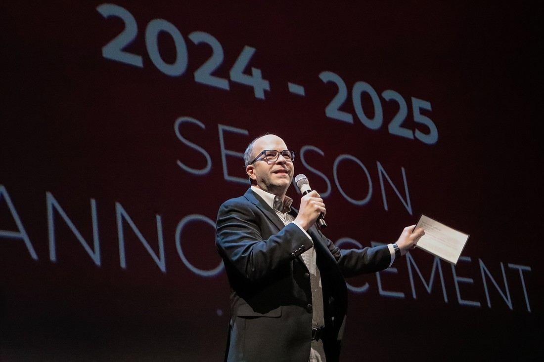 Asolo Repertory Theatre Producing Artistic Director Peter Rothstein announces the 2024-25 season on March 25 at the FSU Center for the Performing Arts.