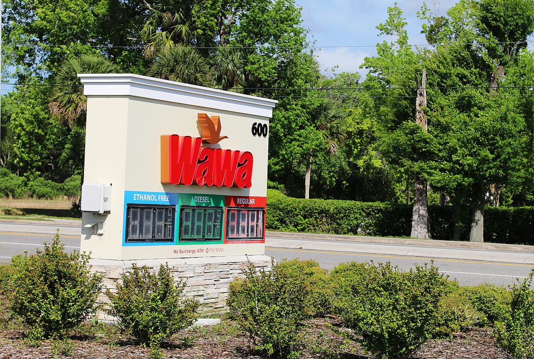 The sign at the Wawa at 600 West Granada Blvd. was approved in 2019 via a special exception process. Photo by Jarleene Almenas