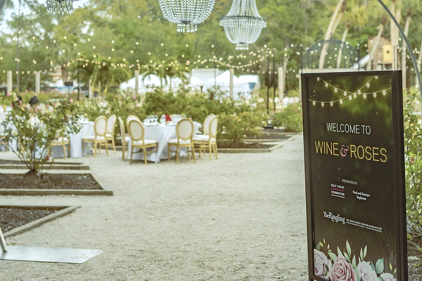 An enchanted evening of Wine & Roses in The Mable Ringling Rose Garden.