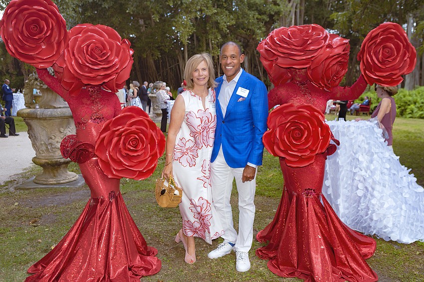 Emily Riddell and Michael Sneed with rose performers Kriston Burnstein and Taylor McDuffy