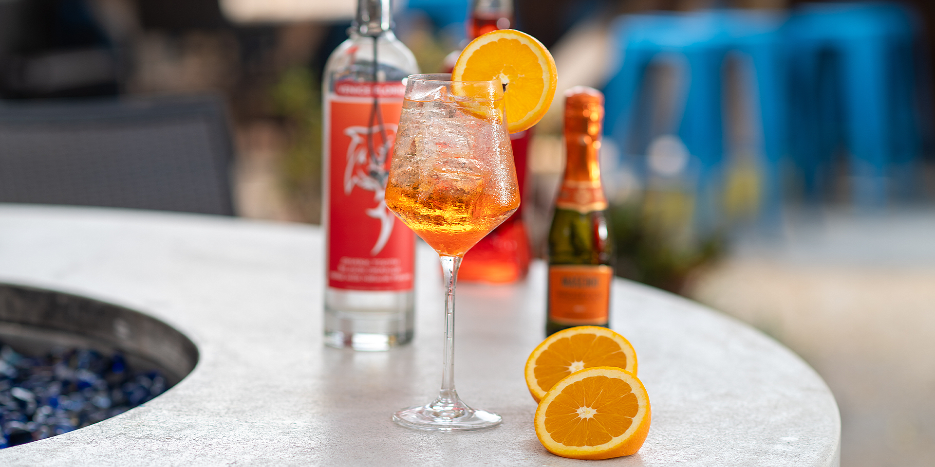 The Blood Orange Aperol Spritz is a newcomer to the cocktail menu at Pop's Sunset Grill.