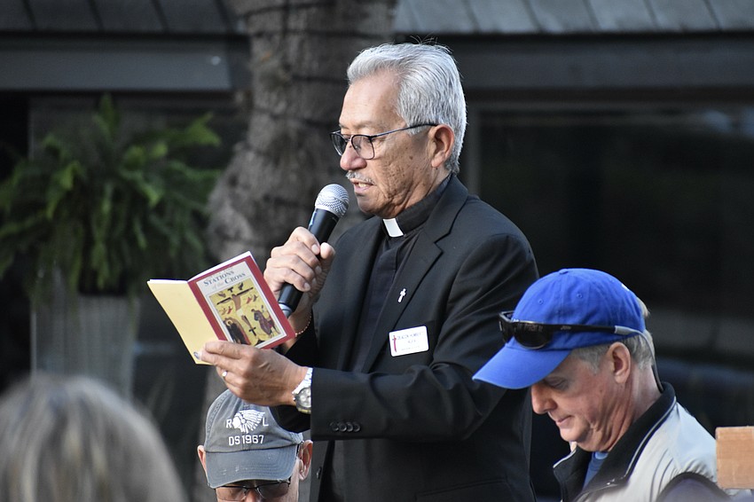 Deacon Humberto Alvia speaks.