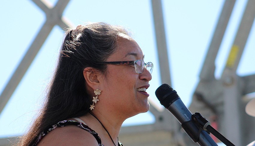 Kristina Rosenbaum sings the lead for The Jam Band during Musicpalooza at Nathan Benderson Park.