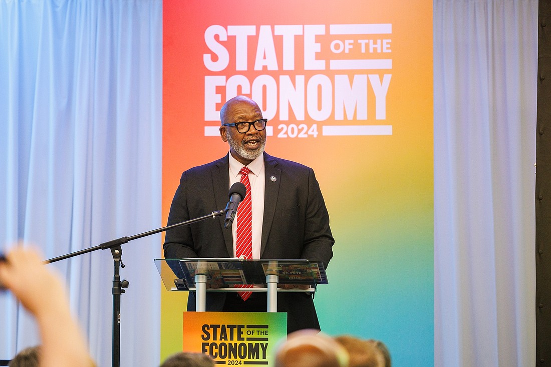 St. Pete Mayor Ken Welch talks about the state of the city economy on Thursday.