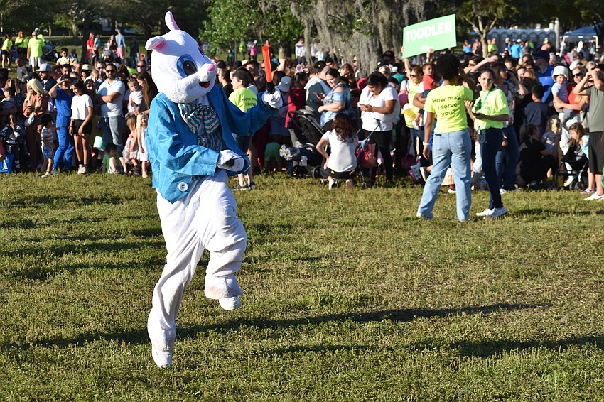 The Easter Bunny makes the rounds prior to the egg drop.