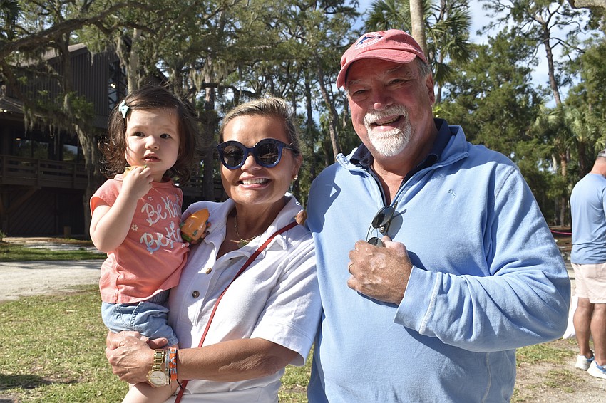 Amelia Sharps, 1, of Newport News, Virginia, participated in her first Easter Egg hunt while visiting her grandparents Kim and Vince Sharps.