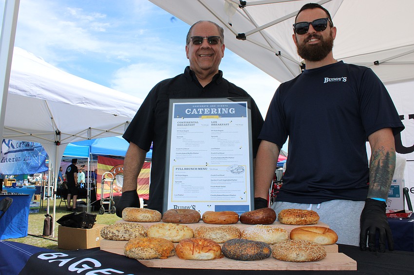 Anthony Puccio and Attila Colaci get ready to serve up Buddy's bagels. Buddy's has been in business in Sarasota for 40 years.